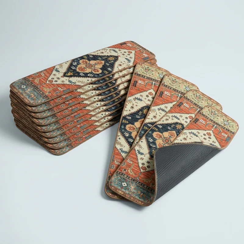 OJIA non-slip carpet stair treads set of 15 on a wooden staircase